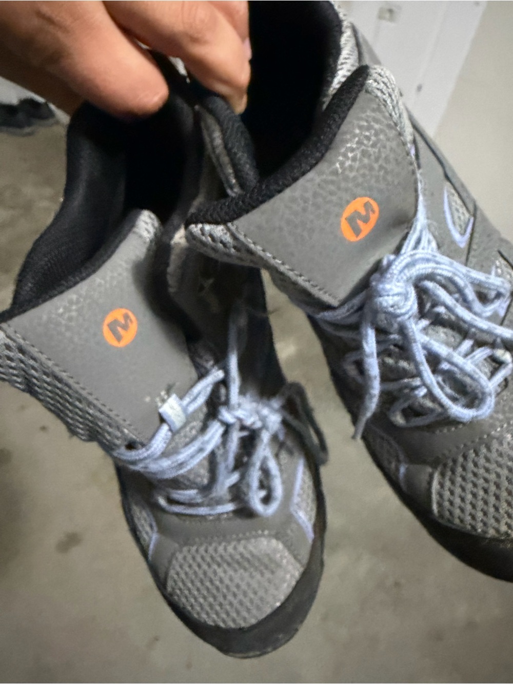Merrell Gray and Orange Kids Hiking Boots